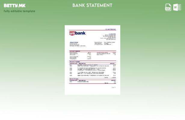 Модерен стил на USA Bancorp банкарски шаблон за изјава за адреса